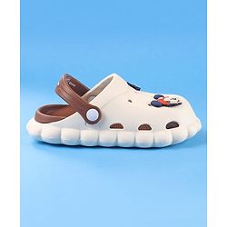 Cute Walk by Babyhug Disney Clogs with Backstrap Micky Mouse Applique - Brown
