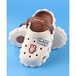 Cute Walk by Babyhug Disney Clogs with Backstrap Micky Mouse Applique - Brown