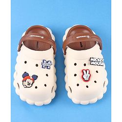 Cute Walk by Babyhug Disney Clogs with Backstrap Micky Mouse Applique - Brown