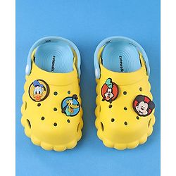 Cute Walk by Babyhug Disney Clogs With Back Strap Closure & Mickie Mouse & Friends Graphics - Yellow