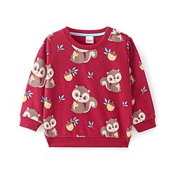 Babyhug Knit Full Sleeves Sweatshirt With Chip N Dale Graphics Pack of 2 - Red & Blue