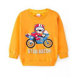 Babyhug Cotton Knit Full Sleeves Sweatshirts With Bear Print Pack of 2 - Yellow & Navy Blue