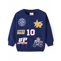 Babyhug Cotton Knit Full Sleeves Sweatshirts With Bear Print Pack of 2 - Yellow & Navy Blue