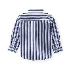 Babyhug Cotton Woven Full Sleeves Striped Regular Collar Shirt & Denim Jeans Set - White & Blue