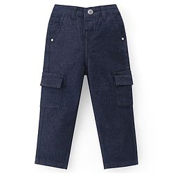 Babyhug Cotton Woven Full Sleeves Striped Regular Collar Shirt & Denim Jeans Set - White & Blue