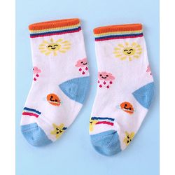 Cutewalk By Babyhug Anti Bacterial Ankle Length Rainbow Design Socks Pack of 3 - Yellow & White