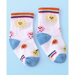 Cutewalk By Babyhug Anti Bacterial Ankle Length Rainbow Design Socks Pack of 3 - Yellow & White