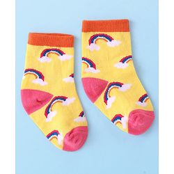 Cutewalk By Babyhug Anti Bacterial Ankle Length Rainbow Design Socks Pack of 3 - Yellow & White