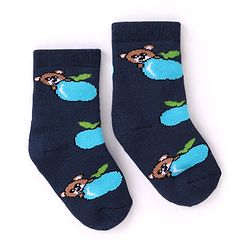 Cutewalk By Babyhug Anti Bacterial Ankle Length Striped & Teddy Bear Design Socks Pack of 3 - Blue Green & Grey