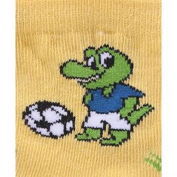 Cute Walk by Babyhug Anti-Bacterial Ankle Length Striped & Crocodile Design Socks Pack of 3 - Yellow & Blue