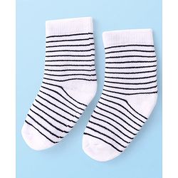 Cutewalk By Babyhug Anti Bacterial Ankle Length Terry Striped Socks Pack of 3- Navy & White