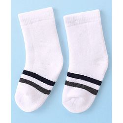 Cutewalk By Babyhug Anti Bacterial Ankle Length Terry Striped Socks Pack of 3- Navy & White
