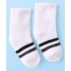 Cutewalk By Babyhug Anti Bacterial Ankle Length Terry Striped Socks Pack of 3- Navy & White