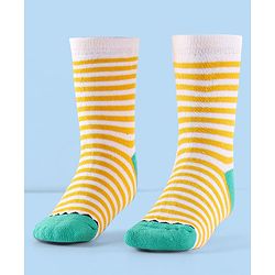 Cute Walk by Babyhug Terry Knit Anti-Bacterial Ankle Length Striped Socks Pack of 3 - Red Blue & Yellow