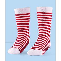 Cute Walk by Babyhug Terry Knit Anti-Bacterial Ankle Length Striped Socks Pack of 3 - Red Blue & Yellow
