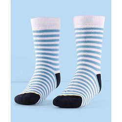 Cute Walk by Babyhug Terry Knit Anti-Bacterial Ankle Length Striped Socks Pack of 3 - Red Blue & Yellow