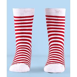 Cute Walk by Babyhug Terry Knit Anti-Bacterial Ankle Length Striped Socks Pack of 3 - Red Blue & Yellow