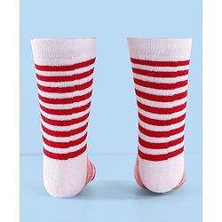 Cute Walk by Babyhug Terry Knit Anti-Bacterial Ankle Length Striped Socks Pack of 3 - Red Blue & Yellow