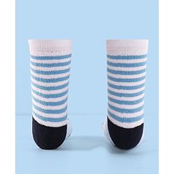 Cute Walk by Babyhug Terry Knit Anti-Bacterial Ankle Length Striped Socks Pack of 3 - Red Blue & Yellow