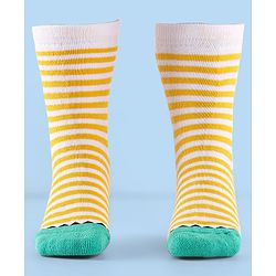 Cute Walk by Babyhug Terry Knit Anti-Bacterial Ankle Length Striped Socks Pack of 3 - Red Blue & Yellow