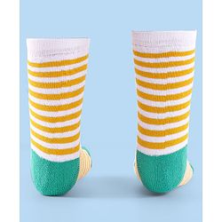 Cute Walk by Babyhug Terry Knit Anti-Bacterial Ankle Length Striped Socks Pack of 3 - Red Blue & Yellow