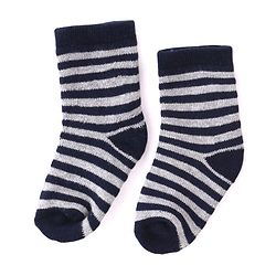 Cutewalk By Babyhug Anti Bacterial Ankle Length Striped & Car Design Socks Pack of 3 - Blue