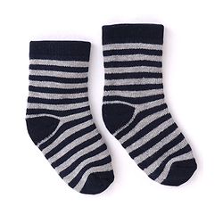 Cutewalk By Babyhug Anti Bacterial Ankle Length Striped & Car Design Socks Pack of 3 - Blue