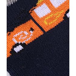 Cutewalk By Babyhug Anti Bacterial Ankle Length Striped & Car Design Socks Pack of 3 - Blue