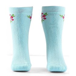 Cute Walk by Babyhug Terry Knit Anti-Bacterial Ankle Length Floral & Polka Dots Design Socks Pack of 3 - Pink Peach & Blue