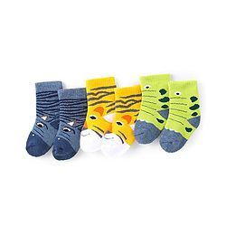 Cute Walk by Babyhug Anti-Bacterial Ankle Length Terry Socks with Animal Design Pack of 3 - Multicolor