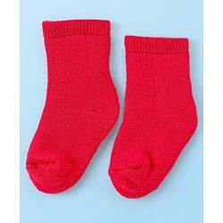 Cute Walk by Babyhug Terry Knit  Anti-Bacterial Ankle Length Solid Color Socks  Pack of 3 - Red Pink & White