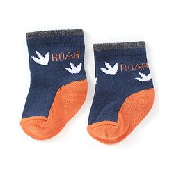 Cute Walk by Babyhug Anti-Bacterial Ankle Length Dino Design Sock Pack of 3 - Grey Blue & Orange