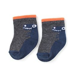 Cute Walk by Babyhug Anti-Bacterial Ankle Length Dino Design Sock Pack of 3 - Grey Blue & Orange
