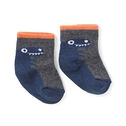 Cute Walk by Babyhug Anti-Bacterial Ankle Length Dino Design Sock Pack of 3 - Grey Blue & Orange
