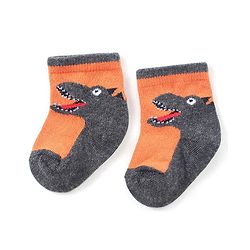 Cute Walk by Babyhug Anti-Bacterial Ankle Length Dino Design Sock Pack of 3 - Grey Blue & Orange