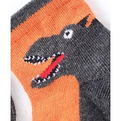 Cute Walk by Babyhug Anti-Bacterial Ankle Length Dino Design Sock Pack of 3 - Grey Blue & Orange