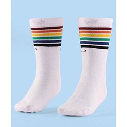 Cute Walk by Babyhug Anti-Bacterial Ankle Length Space Theme Design Socks Pack of 3 - White