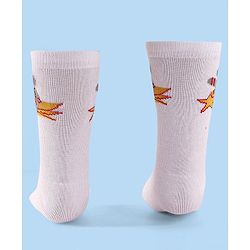 Cute Walk by Babyhug Anti-Bacterial Ankle Length Space Theme Design Socks Pack of 3 - White