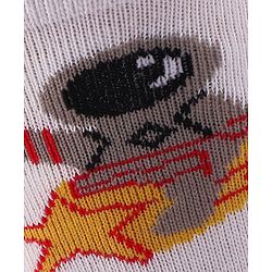 Cute Walk by Babyhug Anti-Bacterial Ankle Length Space Theme Design Socks Pack of 3 - White
