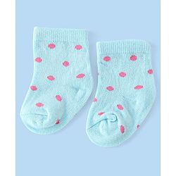 Cute Walk by Babyhug Anti-Bacterial Ankle Length Striped & Polka Dots Design Socks Pack of 3 - Yellow Blue & White