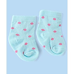 Cute Walk by Babyhug Anti-Bacterial Ankle Length Striped & Polka Dots Design Socks Pack of 3 - Yellow Blue & White