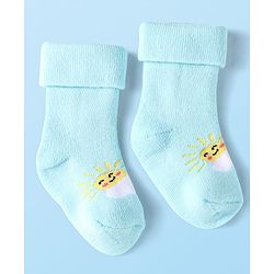 Cute Walk By Babyhug Knit Anti-Bacterial Ankle Length Socks With Rainbow & Stripe Design Pack Of 3 - Pink White Light Blue