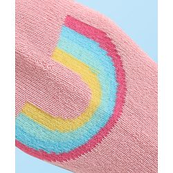 Cute Walk By Babyhug Knit Anti-Bacterial Ankle Length Socks With Rainbow & Stripe Design Pack Of 3 - Pink White Light Blue