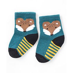 Cute Walk by Babyhug Anti-Bacterial Ankle Length Animal Design Socks Pack of 3 - Black Grey & Blue