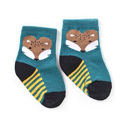 Cute Walk by Babyhug Anti-Bacterial Ankle Length Animal Design Socks Pack of 3 - Black Grey & Blue