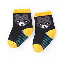 Cute Walk by Babyhug Anti-Bacterial Ankle Length Animal Design Socks Pack of 3 - Black Grey & Blue