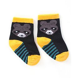 Cute Walk by Babyhug Anti-Bacterial Ankle Length Animal Design Socks Pack of 3 - Black Grey & Blue