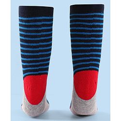 Cute Walk by Babyhug Terry Knit Anti-Bacterial Ankle Length Striped & Football Design Socks Pack of 3 - Blue White & Grey