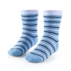 Cute Walk by Babyhug Anti-Bacterial Ankle Length Terry Socks with Stripes & Bear Design Pack of 3 - Blue