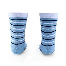 Cute Walk by Babyhug Anti-Bacterial Ankle Length Terry Socks with Stripes & Bear Design Pack of 3 - Blue